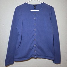 GAP, Size L Button Lightweight, Cardigan Sweater Crew Cotton Long Sleeve