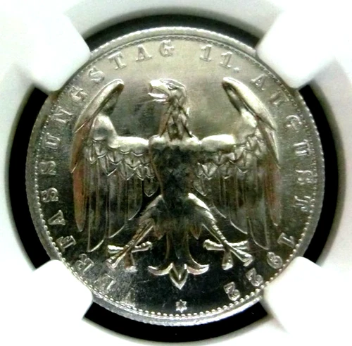 NGC MS66-Germany 1922A Eagle 3 Mark Super GEMBU Scarce-No Post & Israel