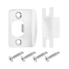 1 Set 57mm x 45.0mm Stainless Steel Deadbolt Strike Plate, Round Corner, Silver