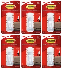 6 Packs 3M Command 1 Large Utility Hook & 2 Adhesive Strips Per Pack Max 5 lb