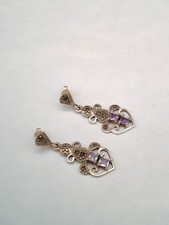 Orecchini pendenti in Ametista,Argento 925 e Cubic Zirconia. Made in Italy