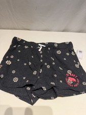 Old Navy Knit Shorts, Grey W/ Flowers  Logo, Girls Size L 10-12 , Pockets, NWT