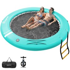 FBSPORT Inflatable Water Hammock Round Floating Ring, 10ft Inflatable Dock Fl...