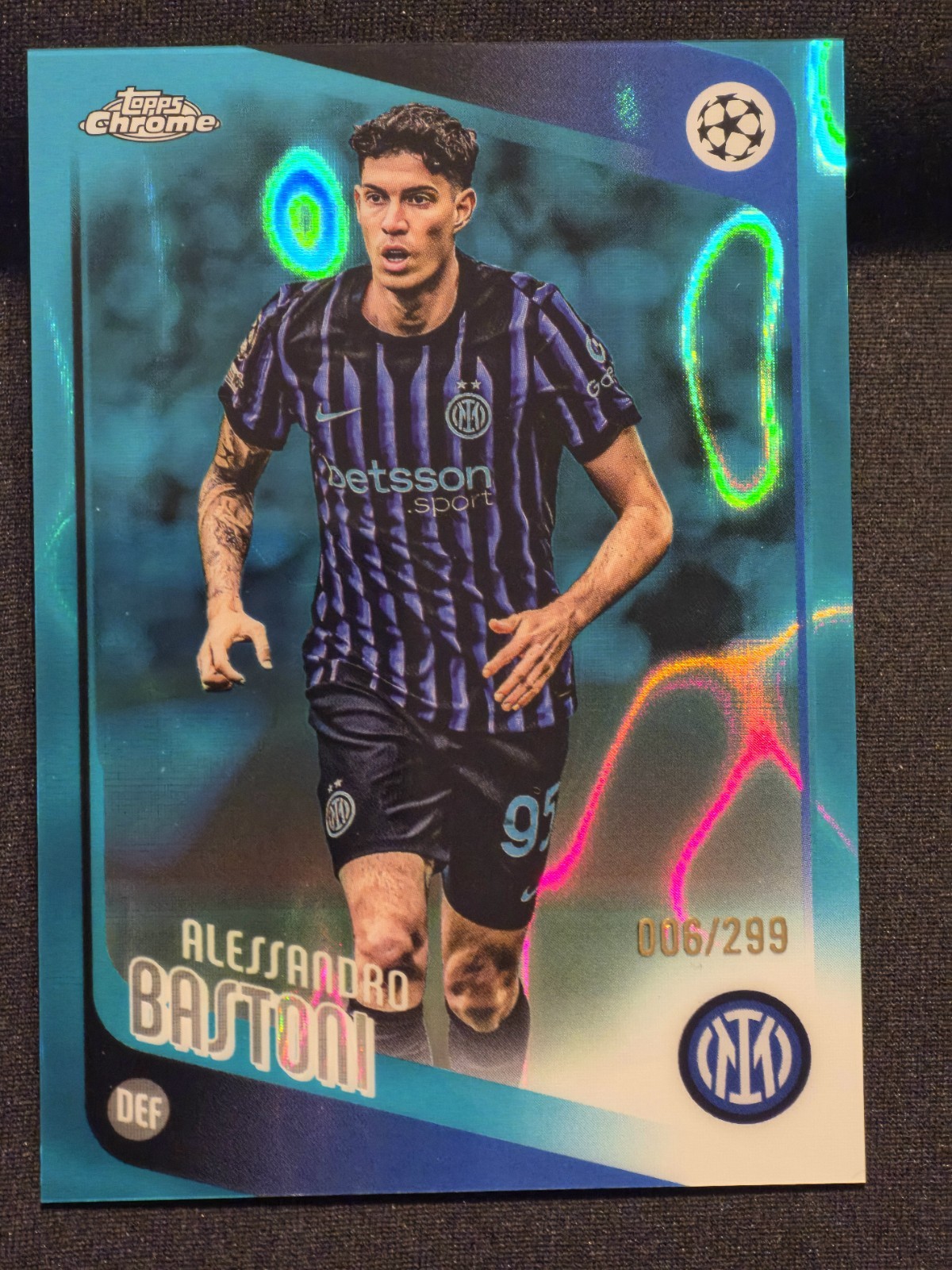 Alessandro Bastoni /299 Teal Refractor 2025-26 Topps Chrome #143 Inter Milan