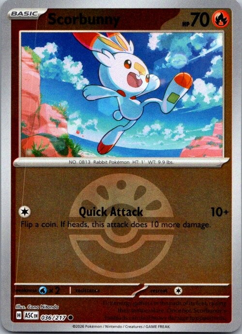 Scorbunny - (Friend Ball) ME: Ascended Heroes 036/217 NM Reverse Holo