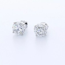 Stud Earrings Solid 14K Yellow Gold Classic 1.54 CT Round Natural Diamond F SI1