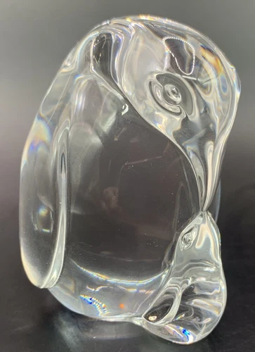 Steuben Glass Penguin Mother Baby Figurine Signed Paperweight