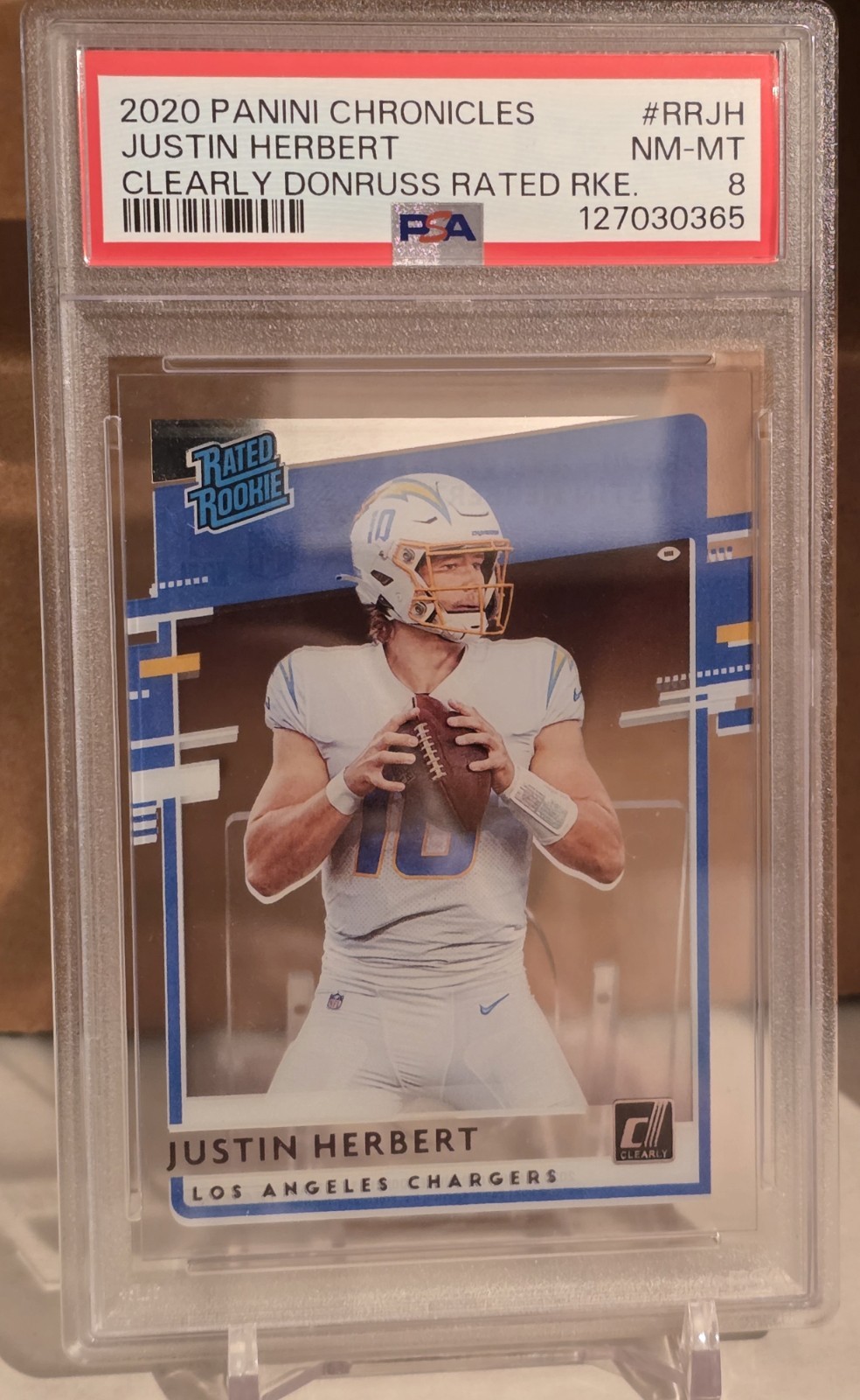 2020 #RRJH JUSTIN HERBERT ROOKIE RC PSA 8 San Diego Chargers QB 1 Clearly Rated