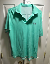 B.draddy Sport Mens Polo Shirt L Green Polka Mga Logo B.draddy Sport Mens Polo Shirt L Green Polka Mga Logo