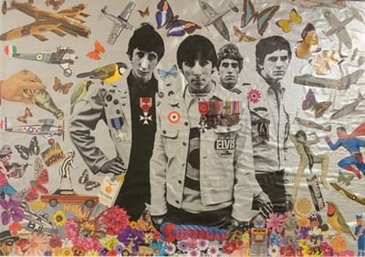 Atemberaubende Wildcat William Blanchard The Who Silber, seltene Original Collage Pop Art