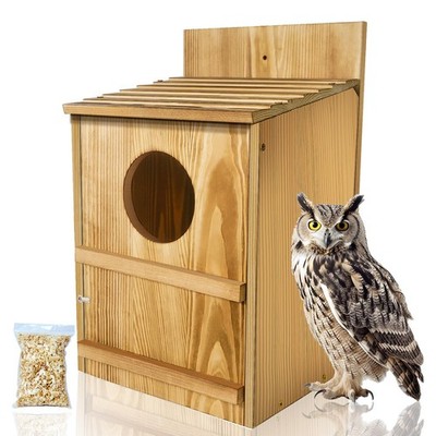 Wooden Owl House Nesting Box Outdoor Screech Owl Kestrel Kit with