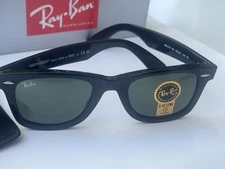 NEW Ray-Ban RB2140 Original WAYFARER 901 Black Frame G-15 Green Lenses 50mm