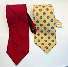 Huntington 2pk Ties 100% Silk USA Made Red Abstract Yellow Classy Work Wear Men