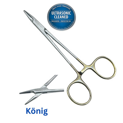 König MDS2414413 Halsey Needle Holder, TC, Serrated, 5'' - Ultrasonic Cleaned