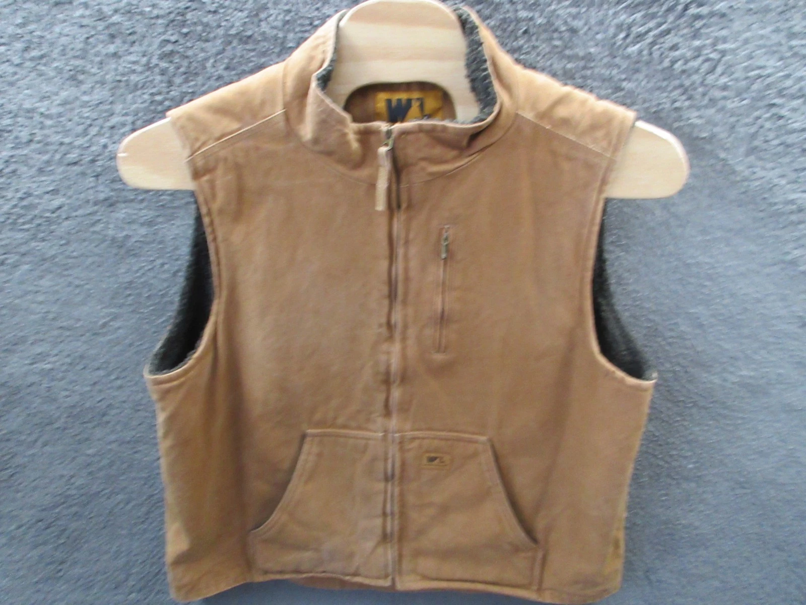 Wells Lamont Mens Brown Canvas Sherpa Lined Full Zip Work Vest Size 2XL