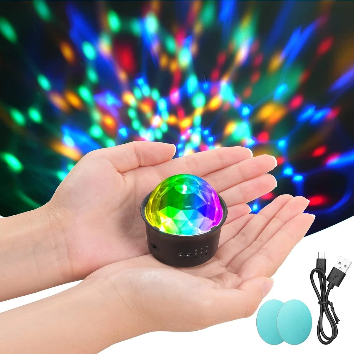 Luz de discoteca mini con 4 colores, activada por sonido, USB recargable, 5 V, 3