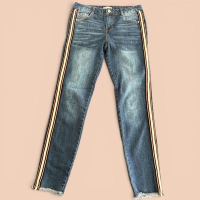 Epic Threads Girls Mid-Rise Skinny Jeans with Side Stripe and Raw Hem