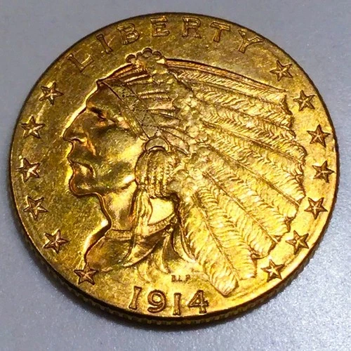 1914-D $2.50 Indian Head Gold Quarter Eagle Beautiful High Grade Coin