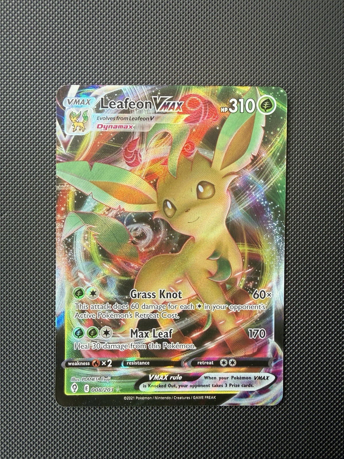 Pokemon Leafeon VMAX 008/203 Evolving Skies Ultra Rare Holo NM