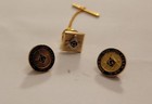 FREEMASON MASONIC MASON G SQUARE COMPASSES TIE CLIP & CUFF LINK CUFFLINKS SET  — photo 1