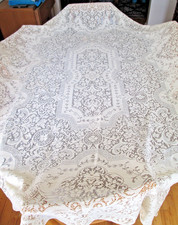 Elegant French Victorian Style Lace Tablecloth Rectangular Cream Vintage 65X86