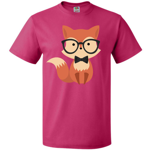Inktastic Cute Hipster Fox T-Shirt Bow Tie Animal Eye Glasses Lover Mens Adult