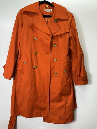 MICHAEL KORS Trench Cappotto Donna M Arancione Fodera Staccabile Business Ufficio