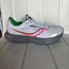 Saucony Women's Ride 16 Sneakers, White/Gravel. US 9