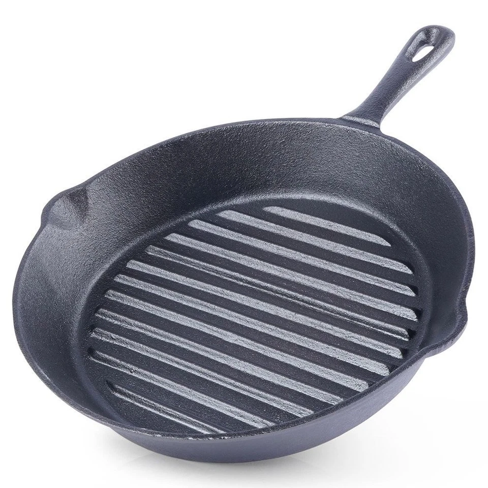 Gusseisen-Grillpfanne 24 cm Steakpfanne Induktion BBQ Bratpfanne ORION 112987
