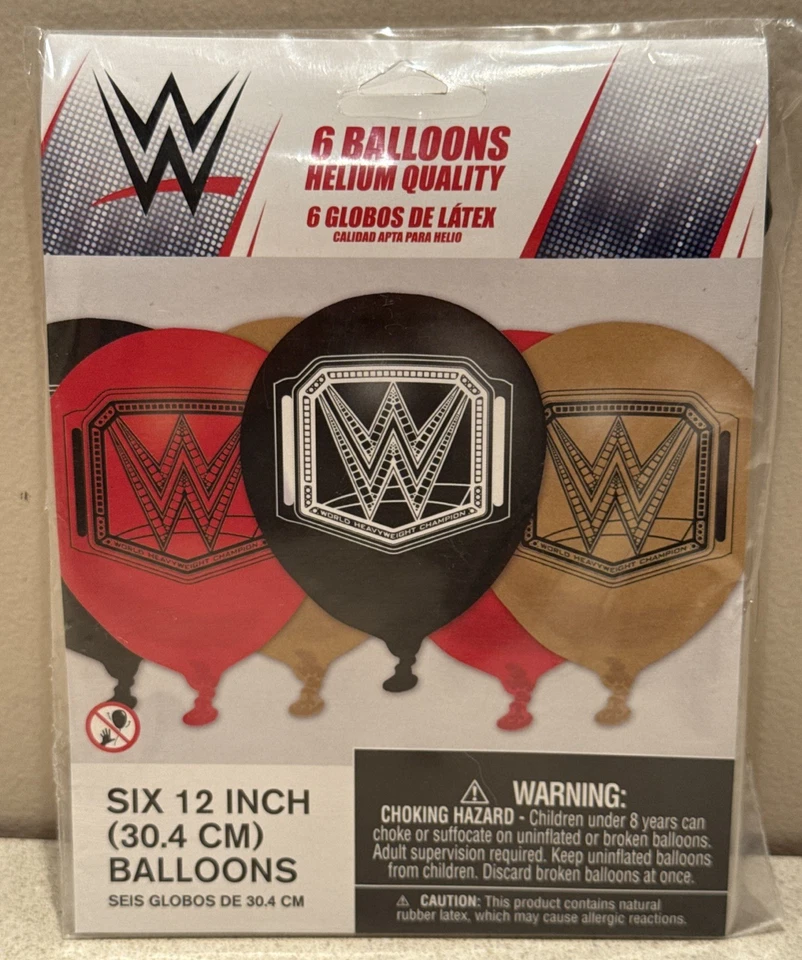 Globos de fiesta de cumpleaños WWE World Wrestling Entertainment 12” látex (paquete de 6) NUEVO Foto 2 de 3