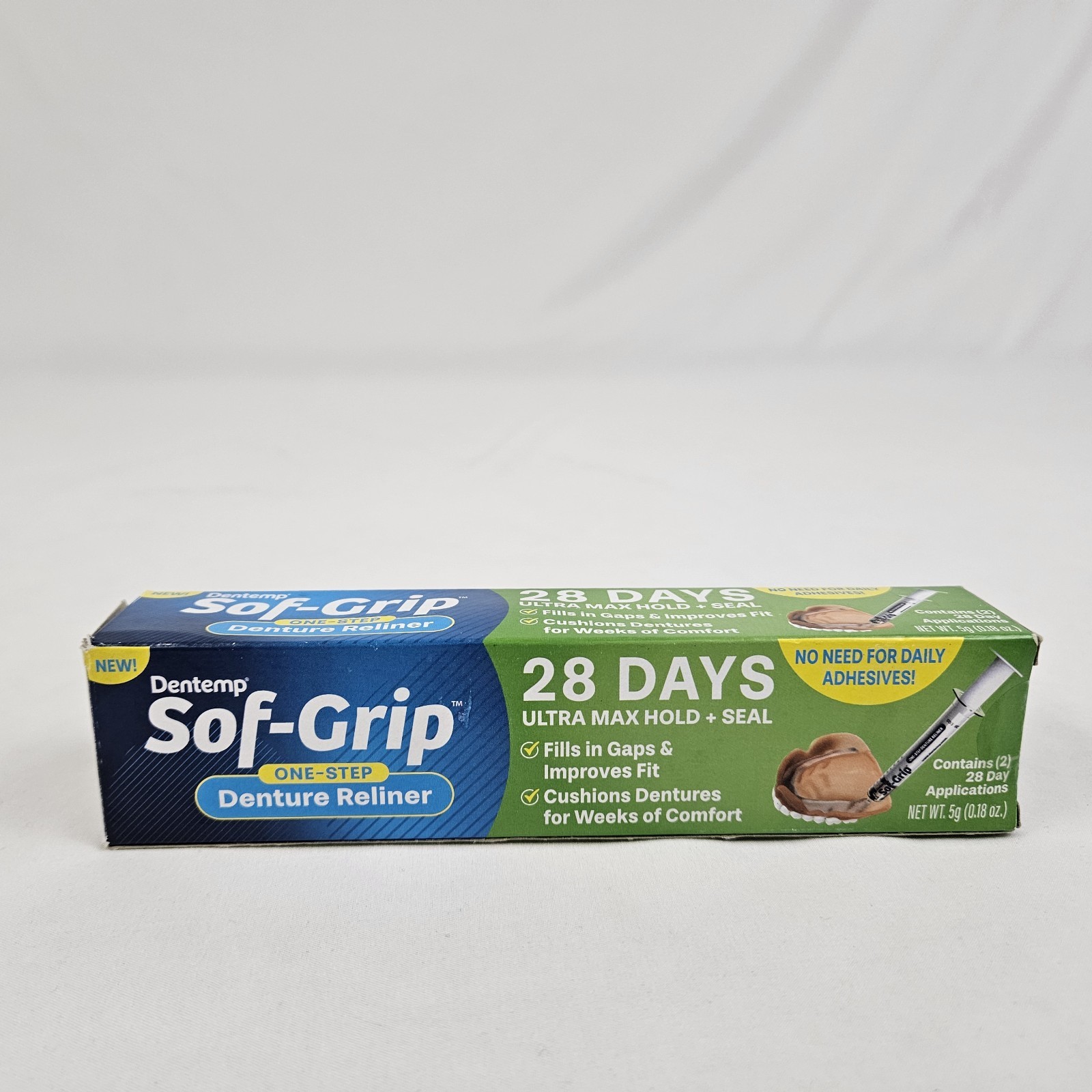 Dentemp Sof-Grip 1-Step Denture Care Reliner 5g Pack of 1 Clear 28 Days
