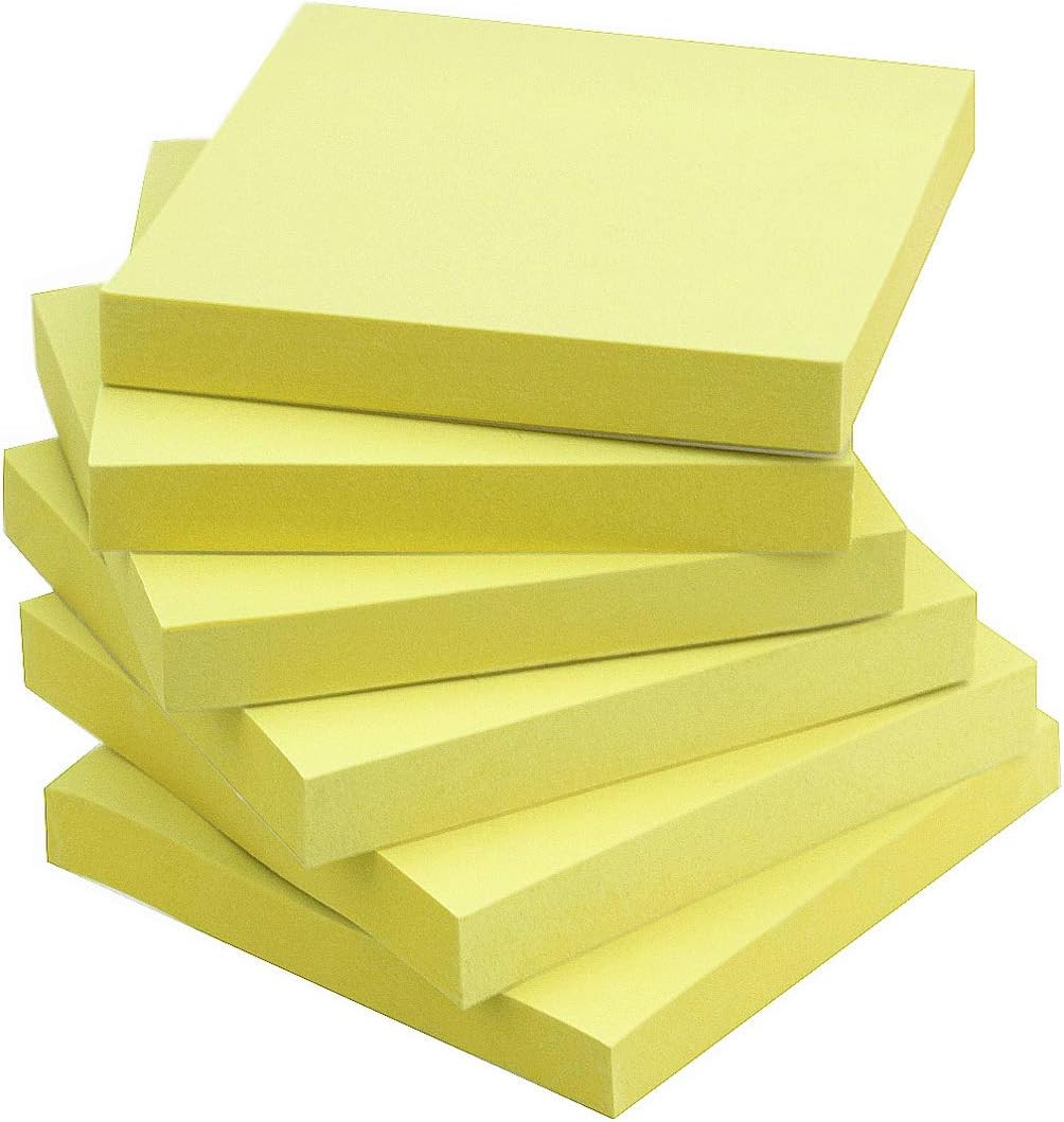 Sticky Notes 3X3 Self-Stick Notes Yellow Color 6 Pads, 100 Sheets/Pad (Yellow)-image