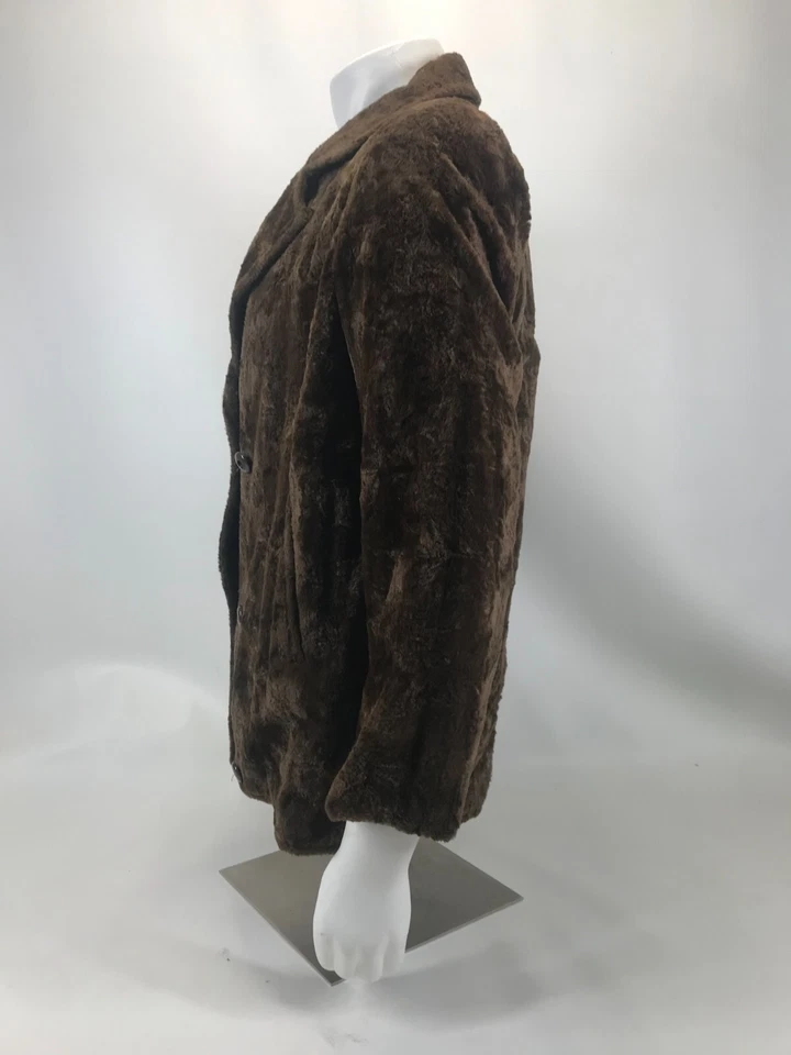 Chaqueta de terciopelo marrón aplastado vintage dominó Nueva York para mujer hecha en unión 44" pecho Foto 4 de 4