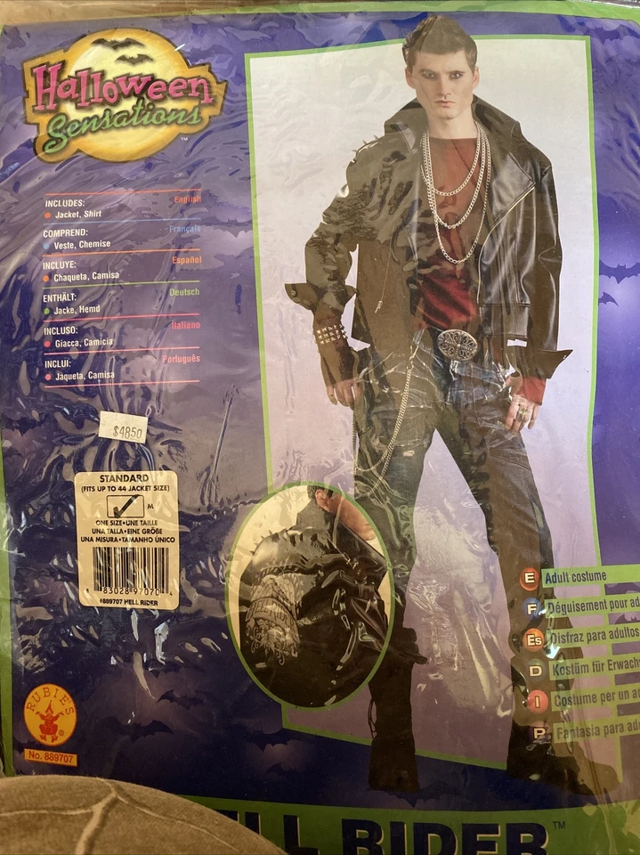 Hell Rider Negro Imitación Cuero Años 80 Estilo Punk Chaqueta Halloween Disfraz Hombres NUEVO Foto 2 de 4