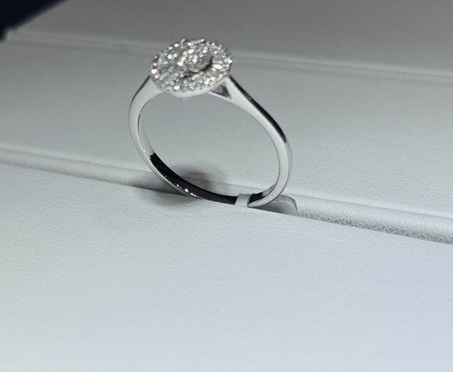 18k White Gold & Round .23 Carat Diamond Cluster Ring - Picture 14 of 18