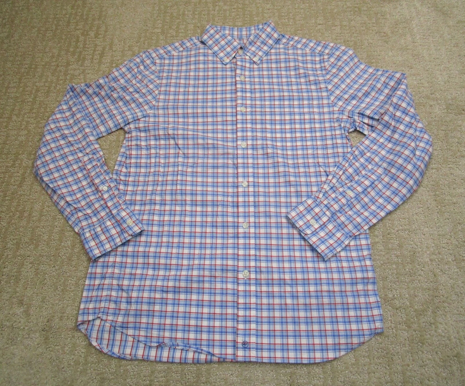 Vineyard Vines Shirt Men Small Blue Plaid On The Go Performance OTG Long Sleeve
