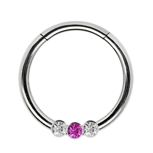 Piercing Schmuck Smooth Segment Clicker Nasenring und 3 Kristalle in zwei Farben - Bild 5 von 18