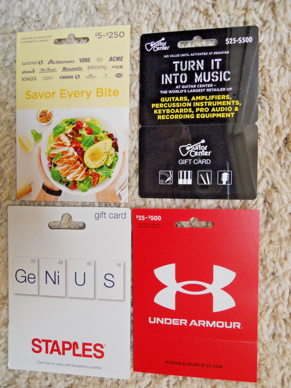 Collectible Gift Cards, four new, unused cards, no value on the cards    (Y-3)