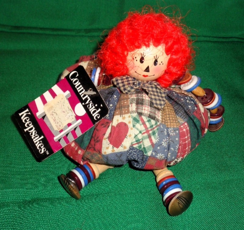 Vintage Hand-Crafted Button & Spool Doll 1980s