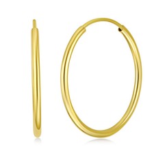 Wellingsale 14k Yellow Gold 1.5mm Endless Classic Hoop Earrings 25 x 25 mm 