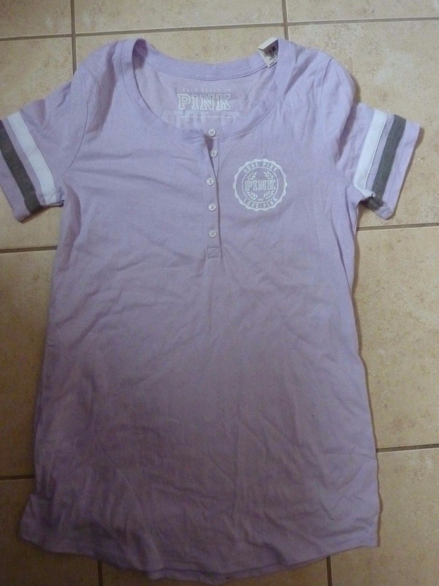 T-shirt Victoria's Secret PINK Pink Pancakes & Chill - Col Crew, Manches Courtes, Neuf Avec étiquettes