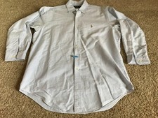 Ralph Lauren Yarmouth Mens Blue Striped Button Down Shirt Cotton Size 16 32/33