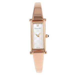 GUCCI 1500 YA015560 analogique quartz saphir cristal coque blanche or rose