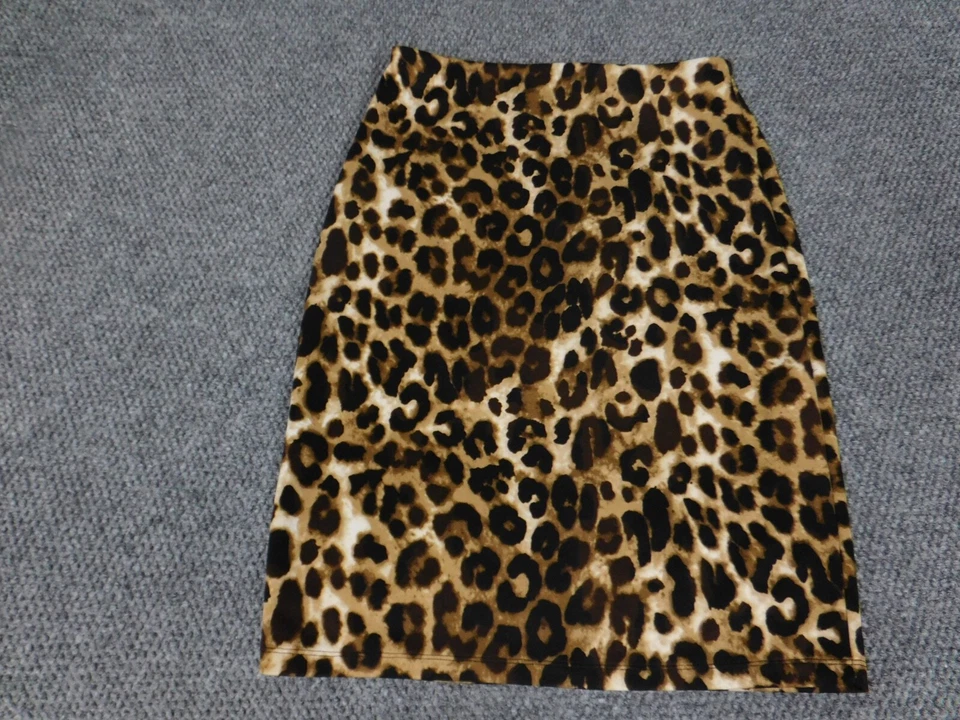 Falda Betsey Johnson Mujer Pequeña Marrón Línea A Elástica Estampado Animal Foto 2 de 4