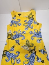 Alyx Womens Dress Yellow Paisley Sleeveless Zip Back Size 4 Boho