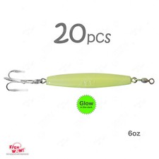20pcs Fish WOW!® Glow 6oz Fishing Diamond Jig Jigging Trolling Lure NEW