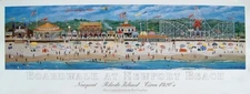 BOARDWALK AT NEWPORT BEACH by Karl Doerflinger  LITHOGRAPH Print, NEWPORT R.I.
