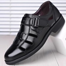 Men's Leisure Summer Hollow Out Breathable British Business Buckle Oxfords Shoes