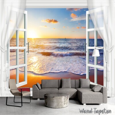 Vlies Fototapete Wandtapete Wandbilder 3D Fenster Meerblick 2728