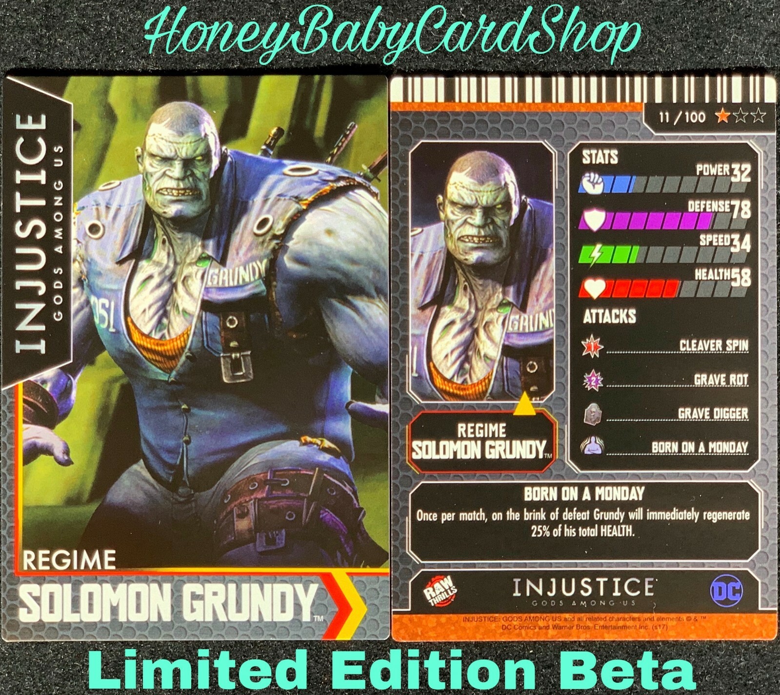Injustice Arcade Limited Edition Beta Card 11 Regime Solomon Grundy Out of Print